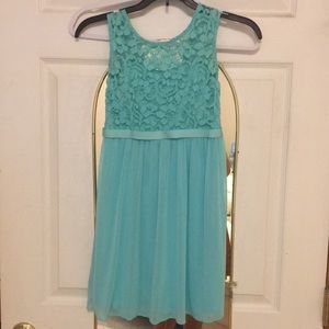Davids Bridal Short Junior Bridesmaid Dress in Spa